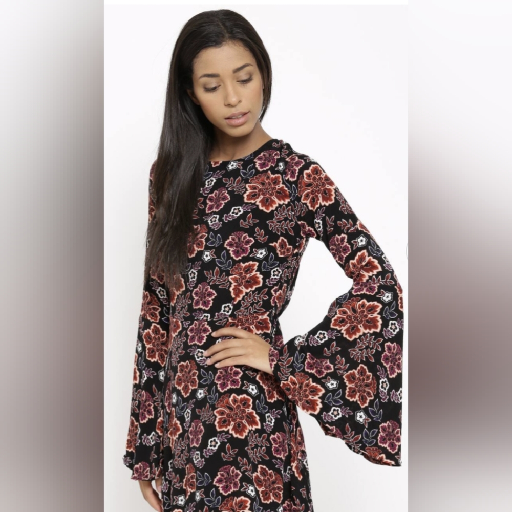 Floral Dress with Bell Sleeves